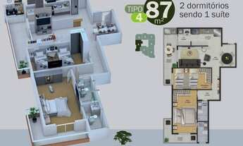 Imagem 7: Apartamento para venda possui 75 metros quadrados com 2 quartos em Real - Praia Grande - S