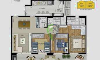 Imagem 2: Apartamento com 3 dormitórios à venda, 133 m² por R$ 1.418.973,87 - Aparecida - Santos/SP