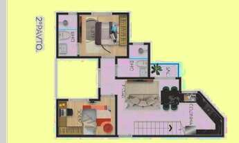Imagem 4: Cobertura para venda possui 94 metros quadrados com 2 quartos