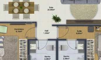 Imagem 2: Apartamento com 2 dormitórios à venda, 65 m² por R$ 410.820 - Caiçara - Praia Grande/SP