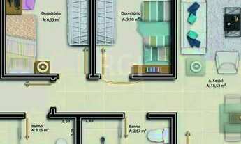 Imagem 4: Apartamento para Venda - 68.11m², 3 dormitórios, sendo 1 suites, 2 vagas - Santo Antonio