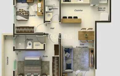 Imagem 2: Apartamento à venda, 2 quartos, 1 suíte, 1 vaga, Santa Mônica - Uberlândia/MG