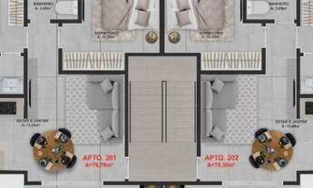 Imagem 6: Apartamento com 2 dormitórios à venda, 69 m² por R$ 410.000,00 - Tabuleiro - Barra Velha/S