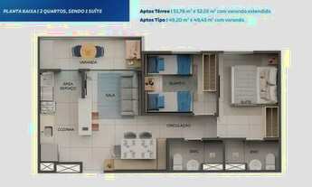 Imagem 4: NI - Oportunidade de morar bem, Edf Liberdade Life Clube, 51m², Varanda, Suite, 2 quartos