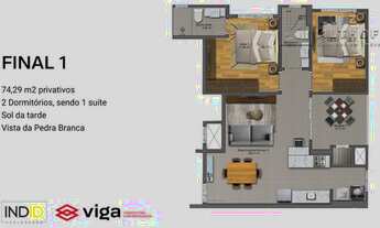 Imagem 2: Apartamento para venda com 74 metros quadrados com 2 quartos em Pedra Branca - Palhoça - S