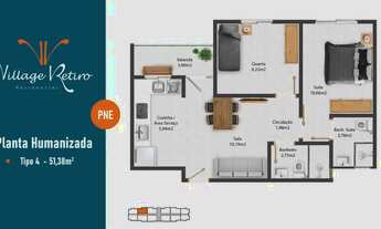 Imagem 5: Apartamento 2 Quartos (1 Suíte), 51m² com Garagem no Retiro Volta Redonda/RJ à Venda