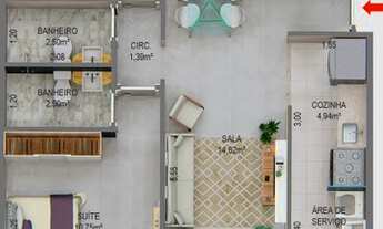 Imagem 3: Camarão/Apartamento 1 quarto + varanda goumert