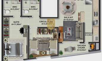 Imagem 7: Apartamento DUPLEX à venda, 2 quartos, 2 suíte, 1 Home Office com banheiro, 1 vaga no Itac