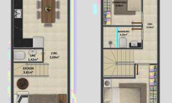 Imagem 3: Sobrado para venda possui 103 metros quadrados com 3 quartos em Bom Retiro - Joinville - S
