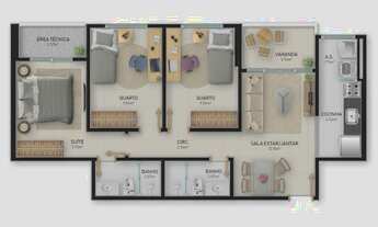 Imagem 4: Apartamento à venda 2 Quartos, 1 Suite, 1 Vaga, 58.27M², PRAIA DE ITAPARICA, VILA VELHA