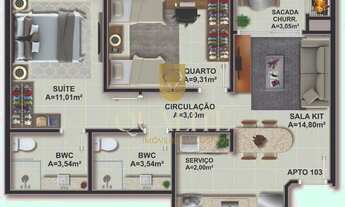 Imagem 6: Apartamento DUPLEX à venda, 2 quartos, 2 suíte, 1 Home Office com banheiro, 1 vaga no Itac