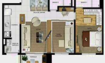 Imagem 2: Apartamento para Venda em Barueri, Jardim Tupanci, 2 dormitórios, 1 banheiro, 1 vaga