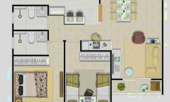 Imagem 4: Apto 2/4 e 1 suíte de 60 m², andar alto, 1 vaga no Condomínio Difference por 190.000