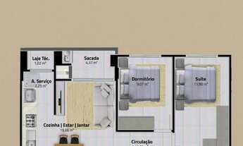 Imagem 3: Apartamento para venda tem 62 metros quadrados com 2 quartos em tabuleiro -