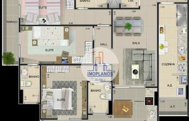 Imagem 3: Apartamento com 2 dormitórios à venda, 78 m² por R$ 424.292,00 - Aviação - Praia Grande/SP