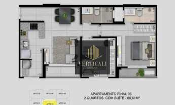 Imagem 2: Apartamento com 2 dormitórios à venda, 60 m² no Condomínio Alvorada Cuiabá - Lançamento T