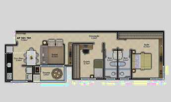 Imagem 2: Apartamento para Venda em Palhoça, Centro, 2 dormitórios, 1 suíte, 2 banheiros, 1 vaga