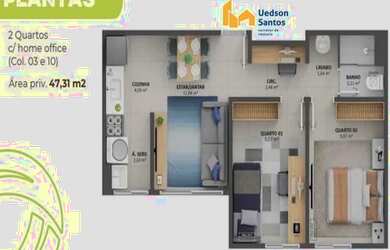Imagem 2: Apê 3 quartos , sendo 2 mais 1 escritório e garagem coberta