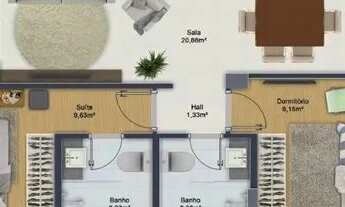 Imagem 6: Apartamento com 2 dormitórios à venda, 62 m² por R$ 498.400,00 - Caiçara - Praia Grande/SP