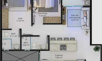 Imagem 5: Apartamento para venda tem 64 metros quadrados com 2 quartos