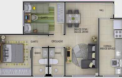 Imagem 4: Apartamento para venda com 44 metros quadrados com 2 quartos em Jacarecica - Maceió - AL