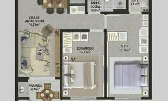 Imagem 4: Apartamento em construção com 02 dormitórios no bairro Ingleses do Rio Vermelho - Florianó