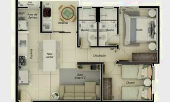 Imagem 6: Apartamento para venda tem 60 metros quadrados com 2 quartos