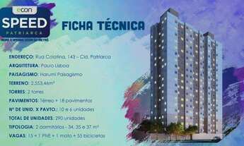 Imagem 4: Apartamento para venda possui 37 m² com 2 quartos em Cidade Patriarca - São Paulo - SP