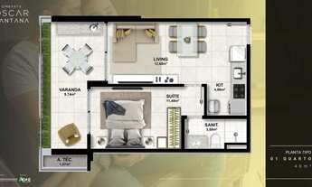 Imagem 3: LANÇAMENTO DE STUDIOS (46 m²) NO OSCAR SANTANA, ONDE A SUA VIDA PODE SER TÃO BELA QUANTO U