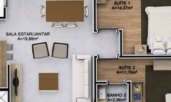 Imagem 2: Apartamento para venda tem 69 metros quadrados com 2 quartos em Córrego Grande - Florianóp