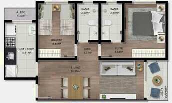 Imagem 7: Top Club Residencial 2/4 suíte elevador no antigo Golf Club, suíte, varanda, 51 e 53m2