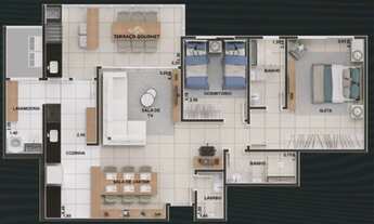 Imagem 3: Apartamento de 2 quartos sendo 1 suíte com churrasqueira na sacada, no Brasil Beach