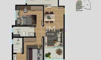 Imagem 2: Apartamento na planta em Hortolândia com dois quartos sendo um suíte e sacada