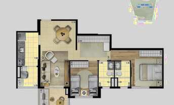 Imagem 2: Apartamento para venda possui 69 metros quadrados com 2 dormitórios(1suíte) e 1 vaga de ga