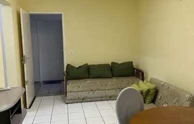 Imagem 5: Apto mobiliado de 01 dormitório com cama de casal e armário embutido, sala com mesa com ca