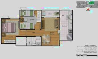 Imagem 2: Apartamento 2/4 Mobiliado para Alugar em Buraquinho - Lauro de Freitas - BA