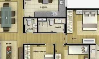 Imagem 2: Apartamento com 3 dormitórios, sendo 1 suíte, banheiro social, sala com 2 ambientes, varan