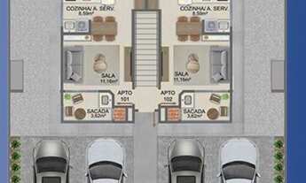 Imagem 3: Apartamento para Venda em Palhoça, Aririú, 2 dormitórios, 1 suíte, 2 banheiros, 1 vaga