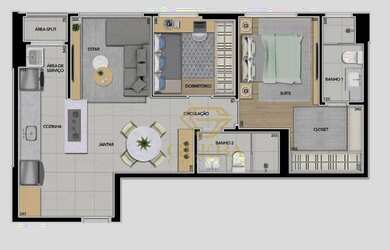 Imagem 2: Edifício Insight Palhano, Londrina, 62m² AP2125