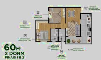 Imagem 5: Apartamento para venda tem 68 metros quadrados com 3 quartos