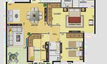 Imagem 4: Apartamento 3 dormitórios sendo 2 suítes, com ótima disposição de planta e ambientes espaç