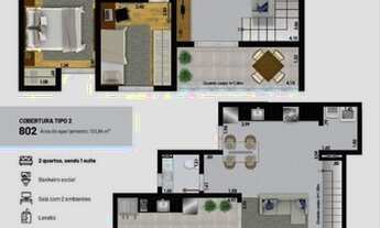 Imagem 2: Cobertura com 2 dormitórios à venda, 112 m² por R$ 451.000,00 - Santa Catarina - Juiz de F