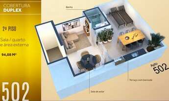 Imagem 3: Cobertura para venda com 94 metros quadrados com 2 quartos