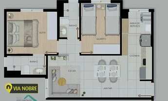 Imagem 5: Apartamento com 2 dormitórios à venda, 50 m² por R$ 261.752,58 - Havaí - Belo Horizonte/MG