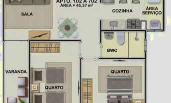 Imagem 4: SEM MOBÍLIA Apartamento com 2 dormitórios