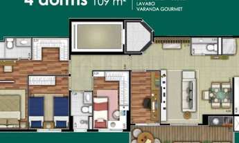 Imagem 2: Apartamento Alto Padrão, Bairro Tamboré - Alphaville, 109,36m2, na planta, contendo 4 dorm