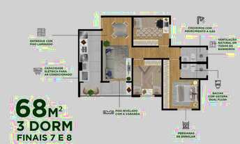 Imagem 2: 2 e 3 dormitórios entregue com piso laminado e lazer equipado e decorado!