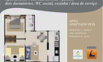 Imagem 7: Apartamento para venda tem 46 metros quadrados com 2 quartos