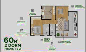 Imagem 3: 2 e 3 dormitórios entregue com piso laminado e lazer equipado e decorado!