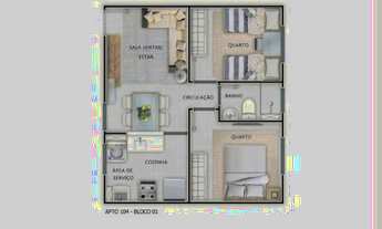 Imagem 2: Apartamento para venda tem 39 metros quadrados com 2 quartos em Vila Nova Aliança - Jacare
